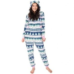 munki munki Blue and Pink Patterned Onesie